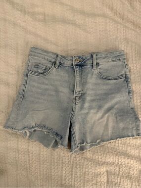 Women's Light Blue Distressed Denim Shorts